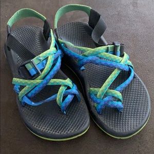 Blue green double strand chacos